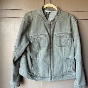 Christopher & Banks Women's Light Gray Jean Jacket